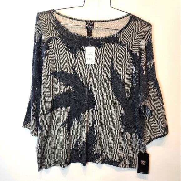sun Woo Sweaters - New Sun Woo Black Gray Tunic Sweater Scoop Neck Oversized Top Size M